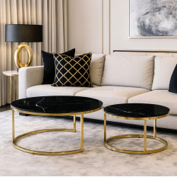 Set masute pentru reviste Mebel Elite Milano (Black Marble/Gold)