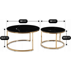 Set masute pentru reviste Mebel Elite Milano (Black Marble/Gold) Thumb