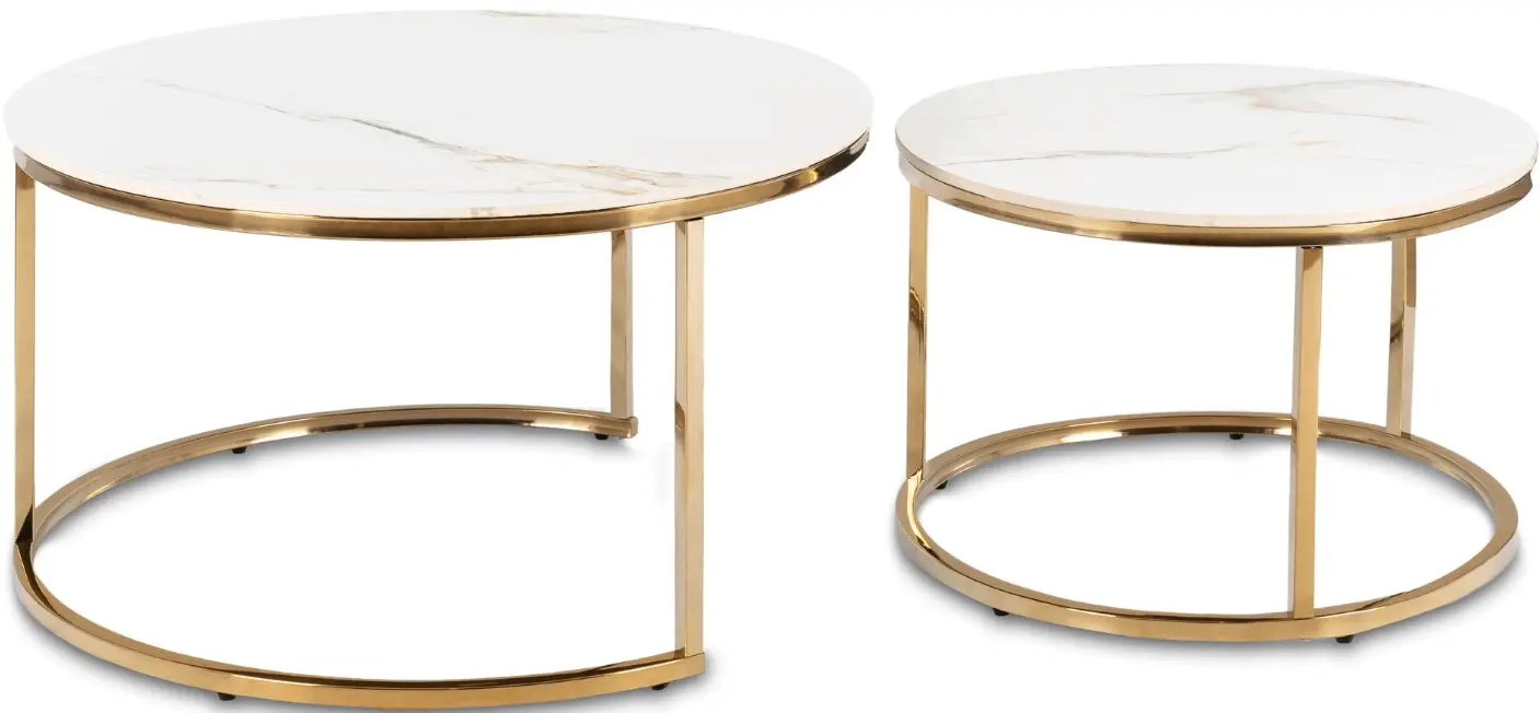 Set masute pentru reviste Mebel Elite Milano (White Marble/Gold) - 2