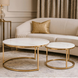 Set masute pentru reviste Mebel Elite Milano (White Marble/Gold)
