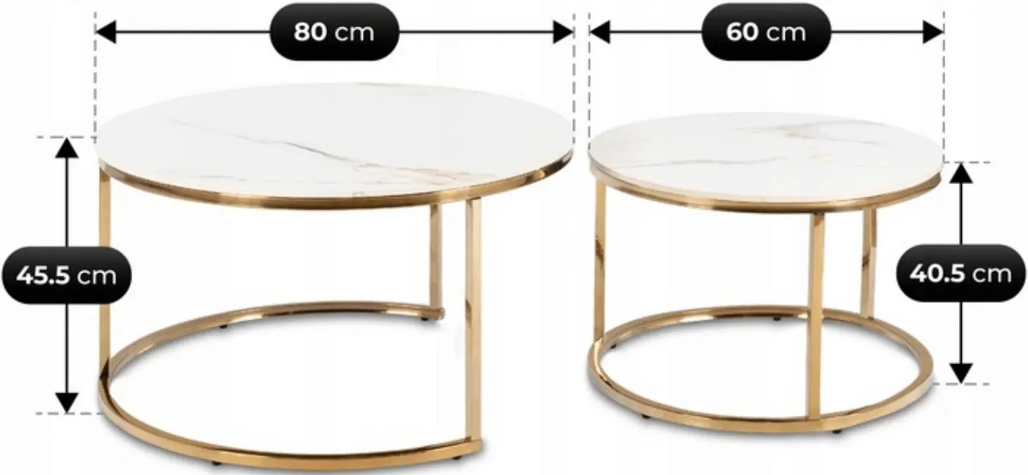Set masute pentru reviste Mebel Elite Milano (White Marble/Gold) - 5