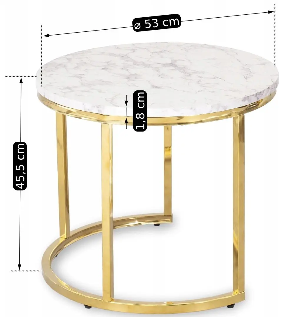 Set masute pentru reviste Mebel Elite Olis (White Marble/Golden)