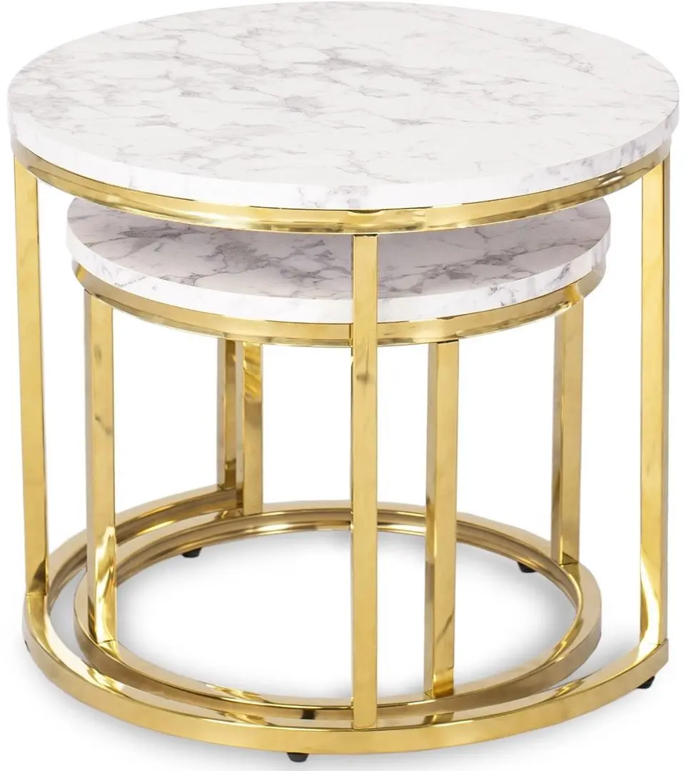 Set masute pentru reviste Mebel Elite Olis (White Marble/Golden)