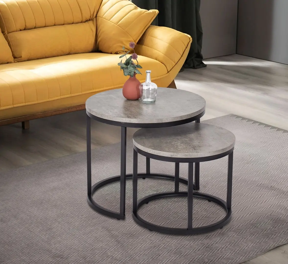 Set masute pentru reviste Mebel Elite Rocky (Grey Concrete/Black)