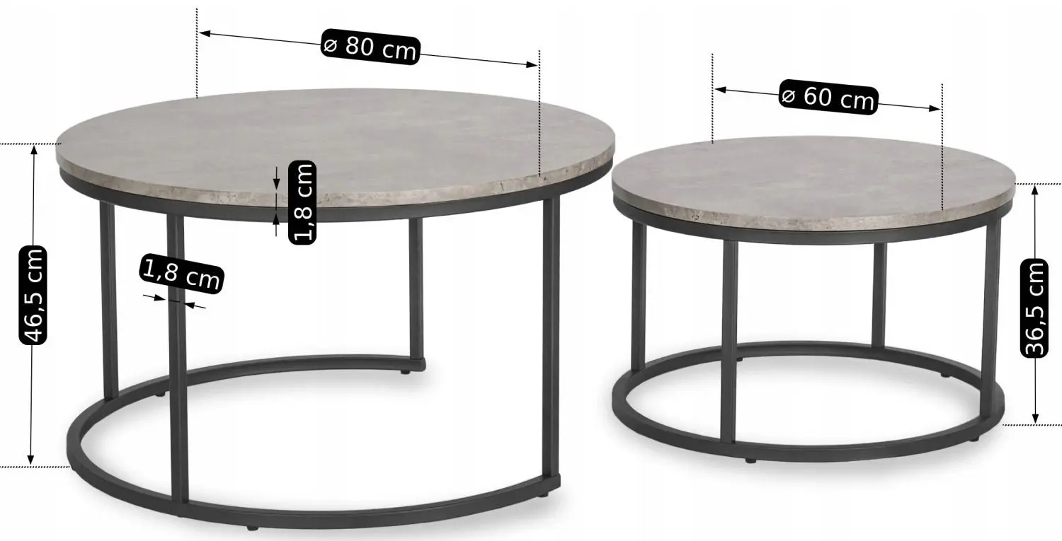 Set masute pentru reviste Mebel Elite Rocky Max (Grey Concrete/Black) - 2