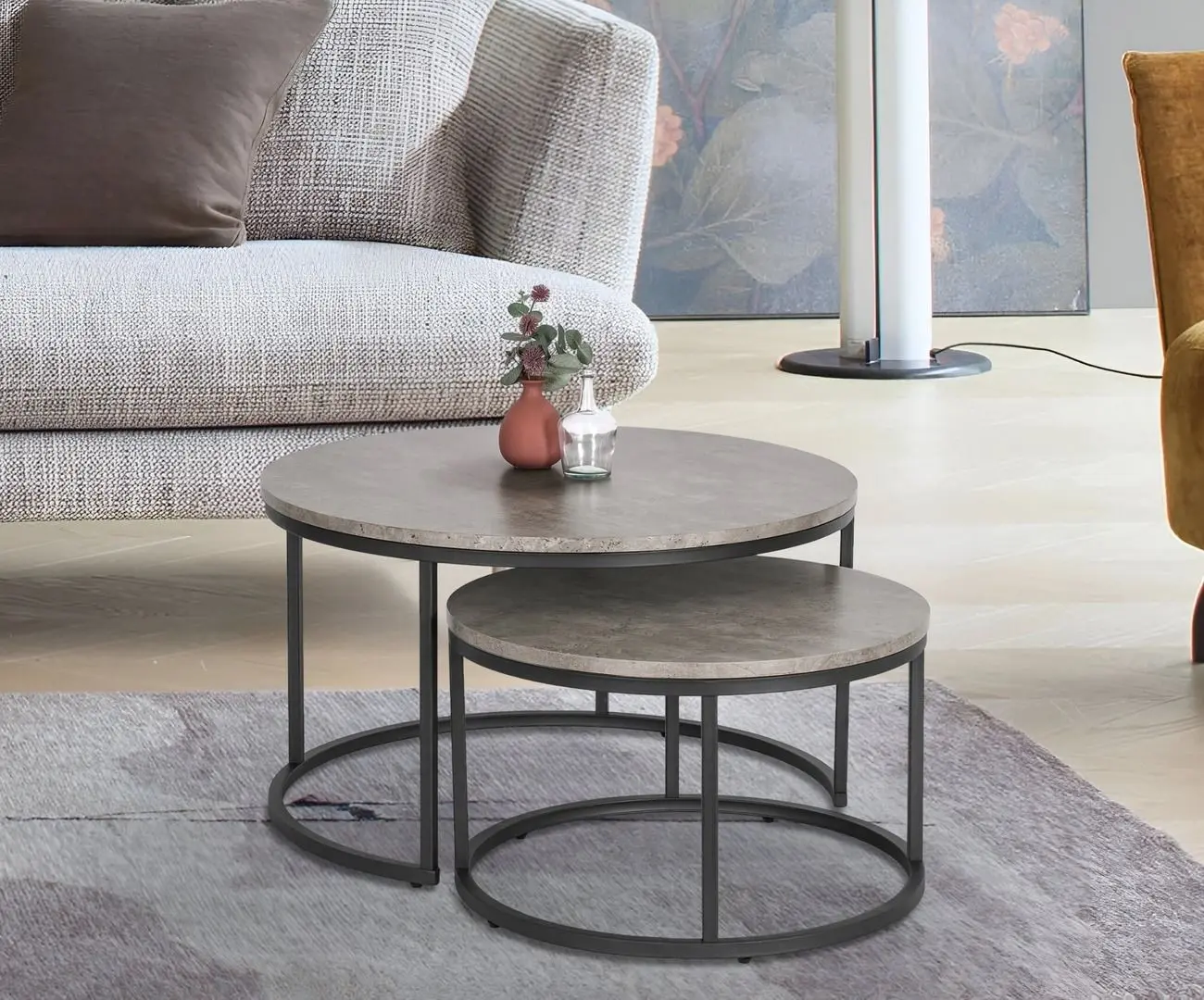 Set masute pentru reviste Mebel Elite Rocky Max (Grey Concrete/Black)