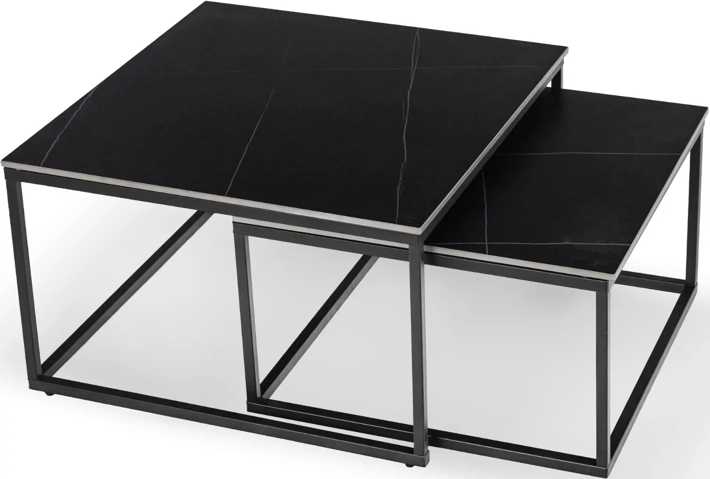 Set masute pentru reviste Mebel Elite Tenor (Black Marble/Black) - 4