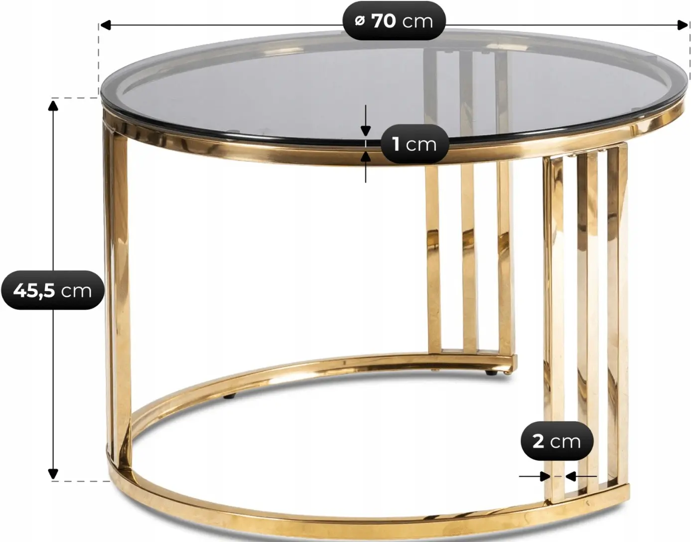 Set masute pentru reviste Mebel Elite Triton (Grey/Gold) - 8