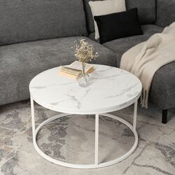 Masa pentru reviste Mebel Elite Agnes Max (White Marble/White)