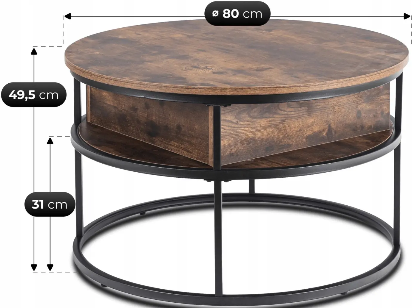 Masa pentru reviste Mebel Elite Astur (Rustic Oak/Black) - 6