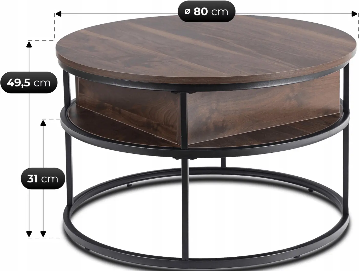 Masa pentru reviste Mebel Elite Astur (Walnut/Black) - 6