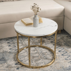 Журнальный столик Mebel Elite Cliff (White Marble/Gold)