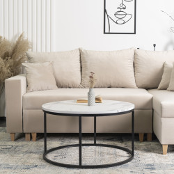 Masa pentru reviste Mebel Elite Conny Max (White Marble/Black)