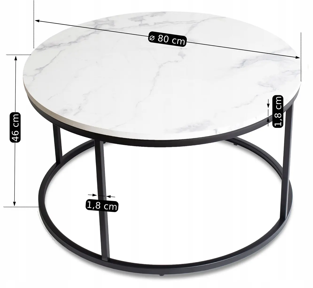 Masa pentru reviste Mebel Elite Conny Max (White Marble/Black)