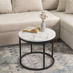 Masa pentru reviste Mebel Elite Conny (White Marble/Black)