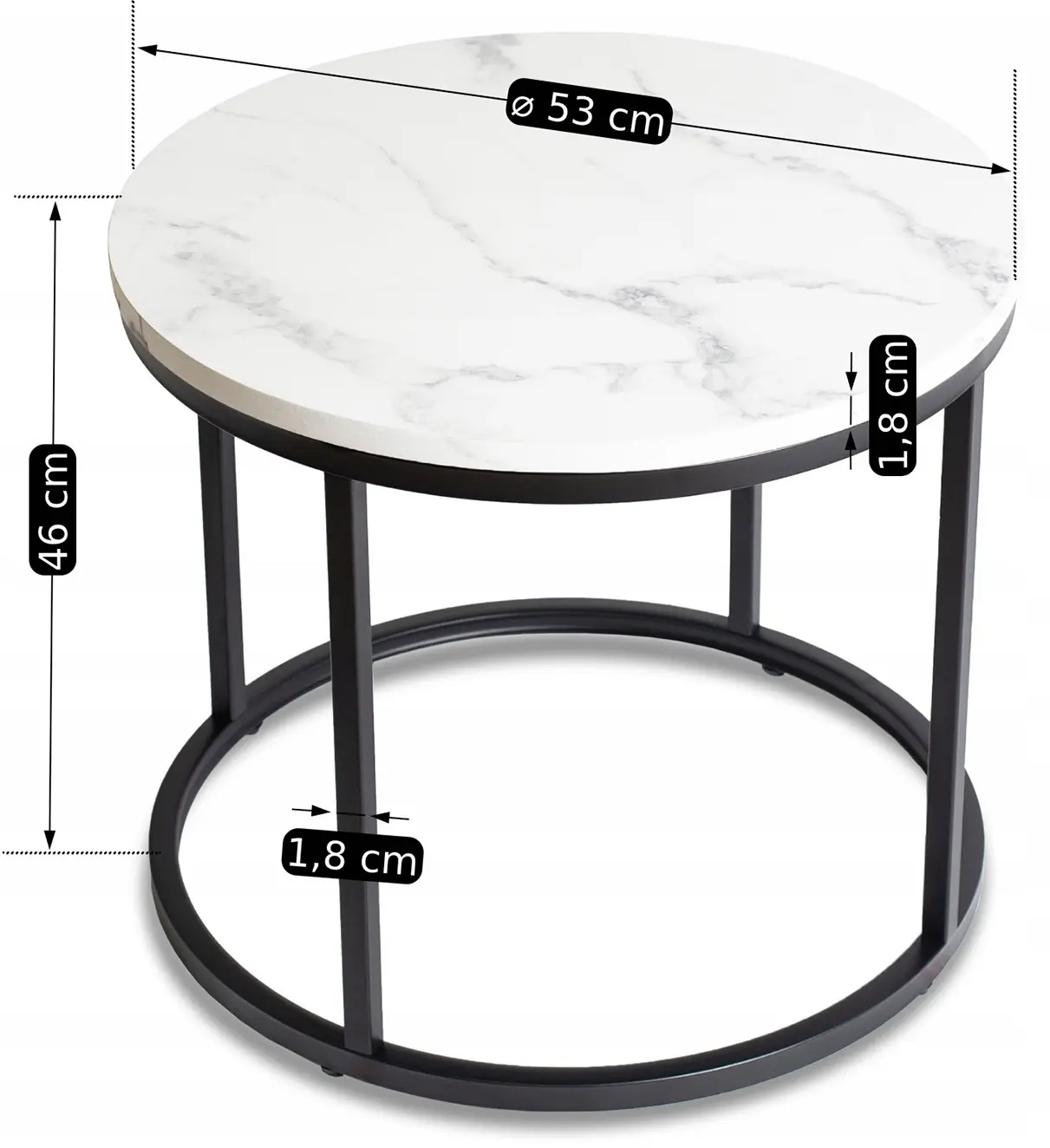 Masa pentru reviste Mebel Elite Conny (White Marble/Black)
