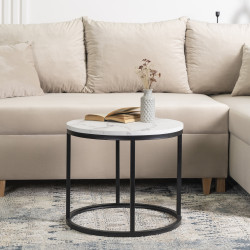 Masa pentru reviste Mebel Elite Conny (White Marble/Black) Thumb