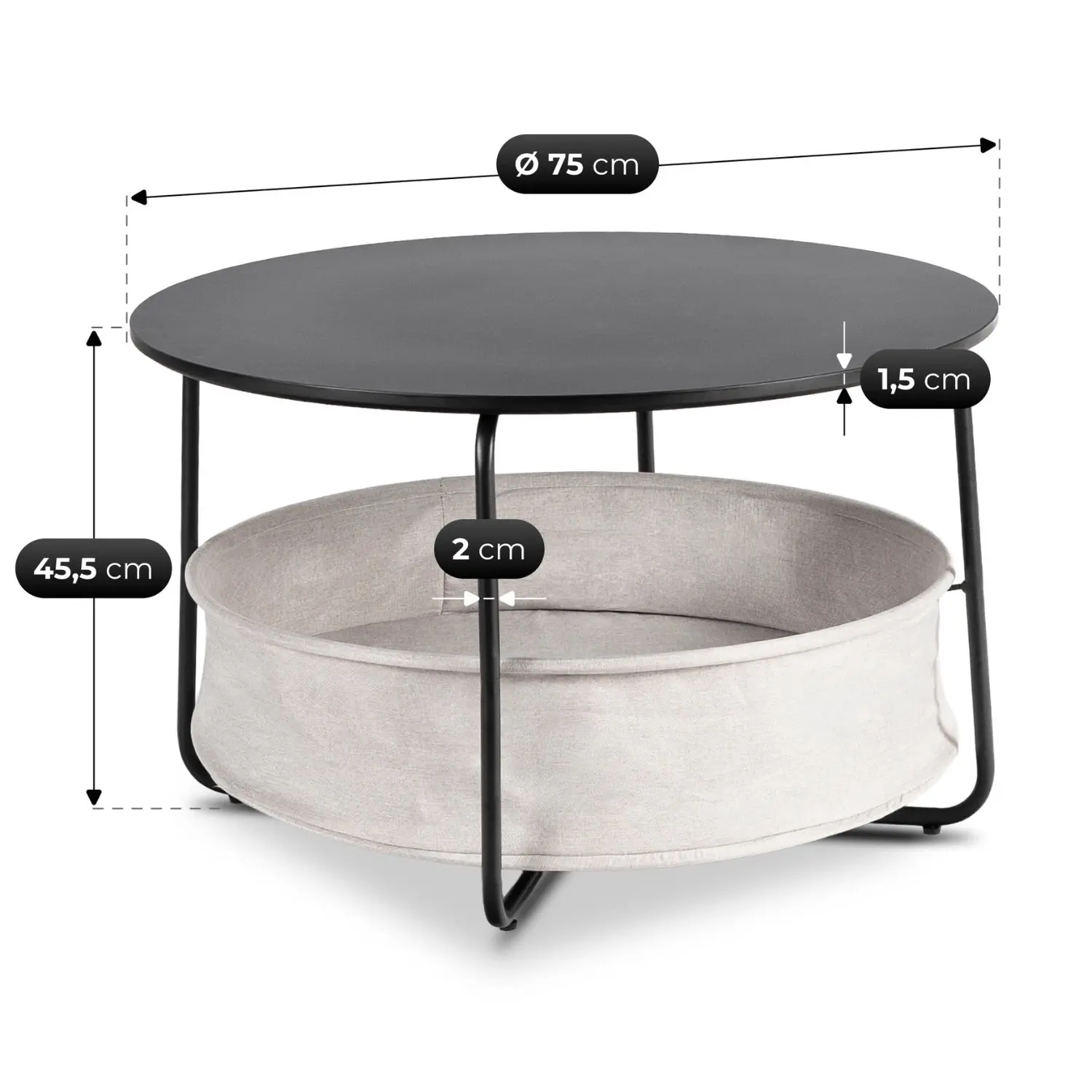 Masuta cafea Mebel Elite Dora (Black/Beige) - 5