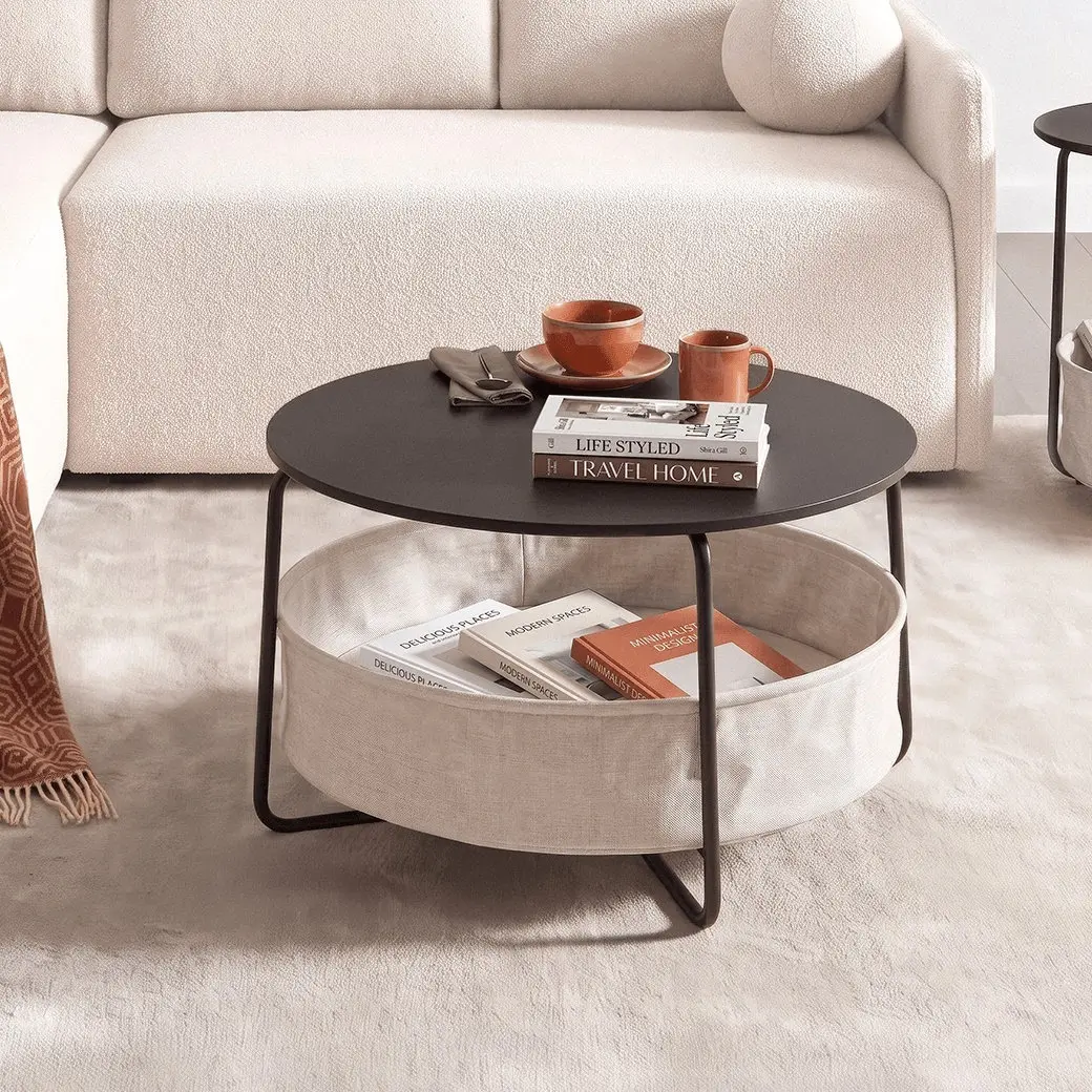 Masuta cafea Mebel Elite Dora (Black/Beige)