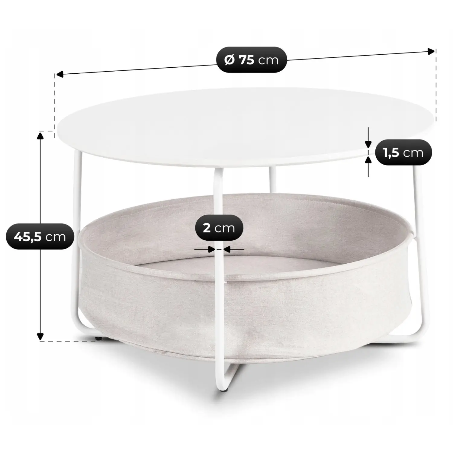 Masuta cafea Mebel Elite Dora (White/Beige) - 5