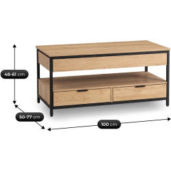 Masa pentru reviste Mebel Elite Luca 100cm (Oak/Black) Thumb