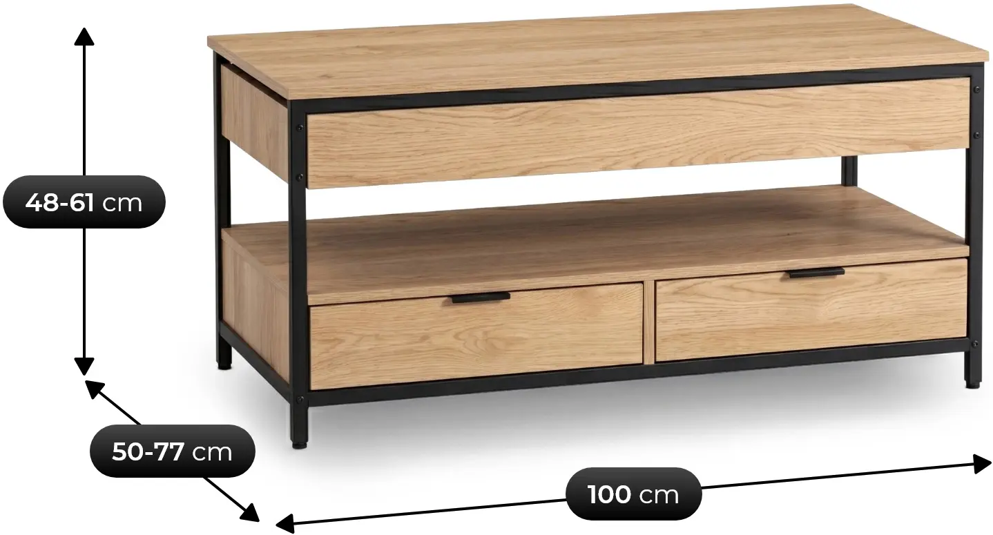 Masa pentru reviste Mebel Elite Luca 100cm (Oak/Black) - 10