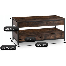 Masa pentru reviste Mebel Elite Luca 100cm (Rustic Oak/Black) Thumb