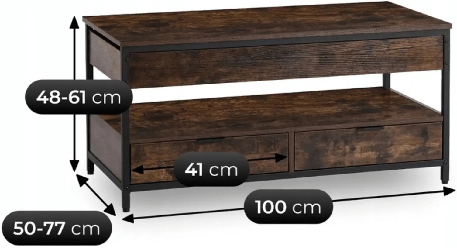 Masa pentru reviste Mebel Elite Luca 100cm (Rustic Oak/Black) - 11