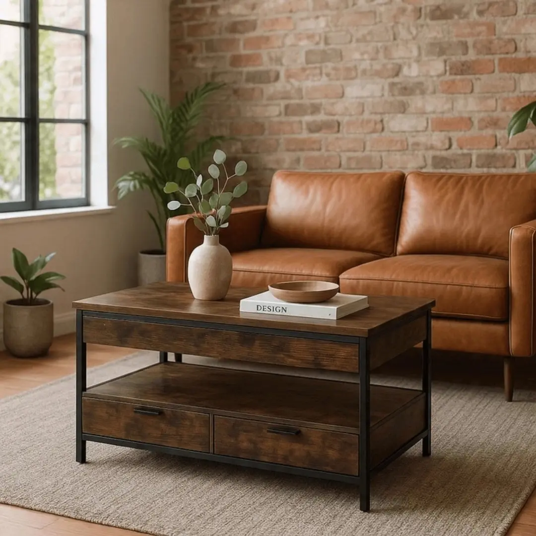Masa pentru reviste Mebel Elite Luca 100cm (Rustic Oak/Black)