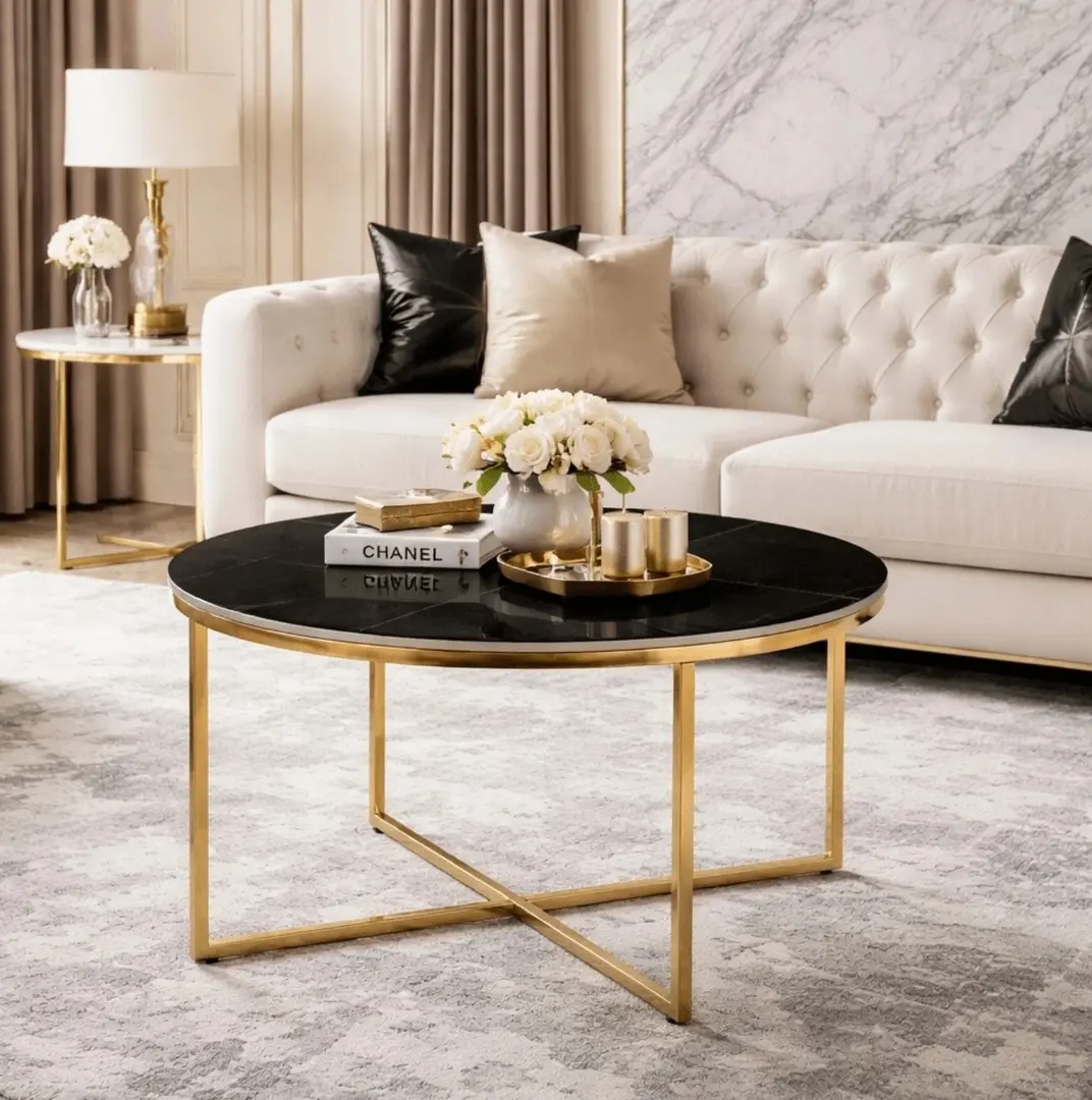 Masa pentru reviste Mebel Elite Marine 80 (Black Marble/Gold)