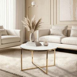 Журнальный столик Mebel Elite Marine (White Marble/Gold)