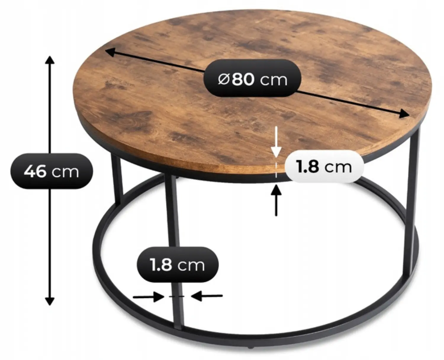 Журнальный столик Mebel Elite Tim Max (Rustic Oak/Black)