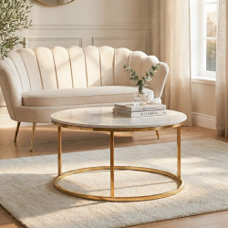 Masa pentru reviste Mebel Elite Venice (White Marble/Gold)