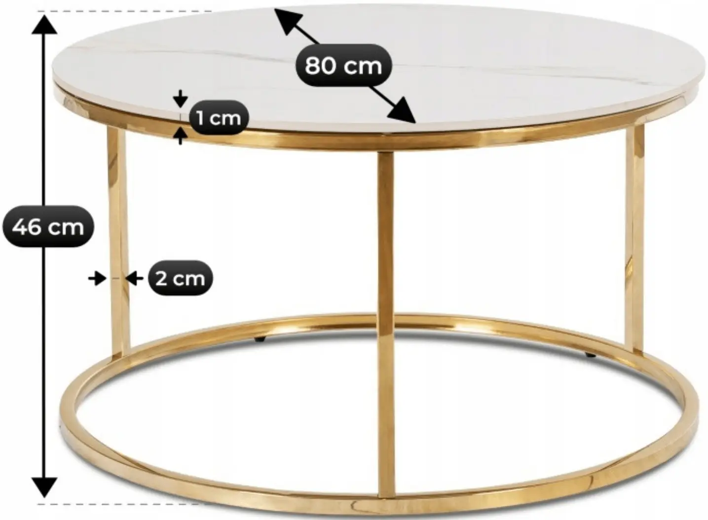 Masa pentru reviste Mebel Elite Venice (White Marble/Gold) - 6