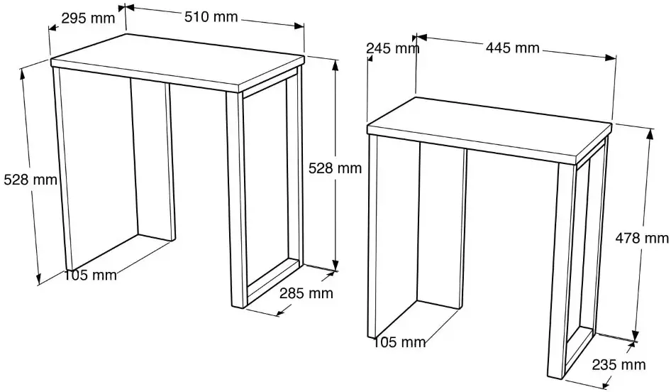 Набор журнальных столиков Mirage Design Ocean ON7-S (Natural Oak/Black)