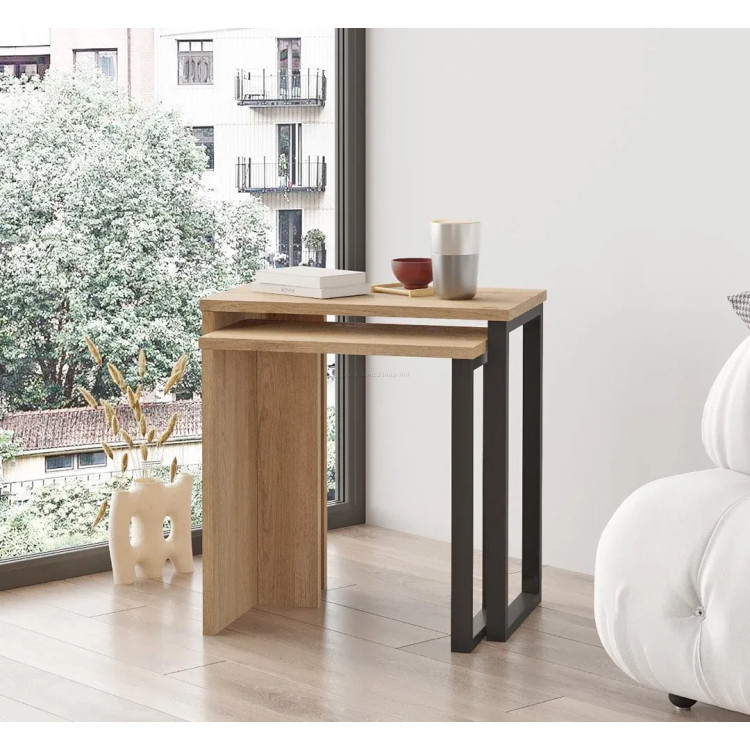 Набор журнальных столиков Mirage Design Ocean ON7-S (Natural Oak/Black)