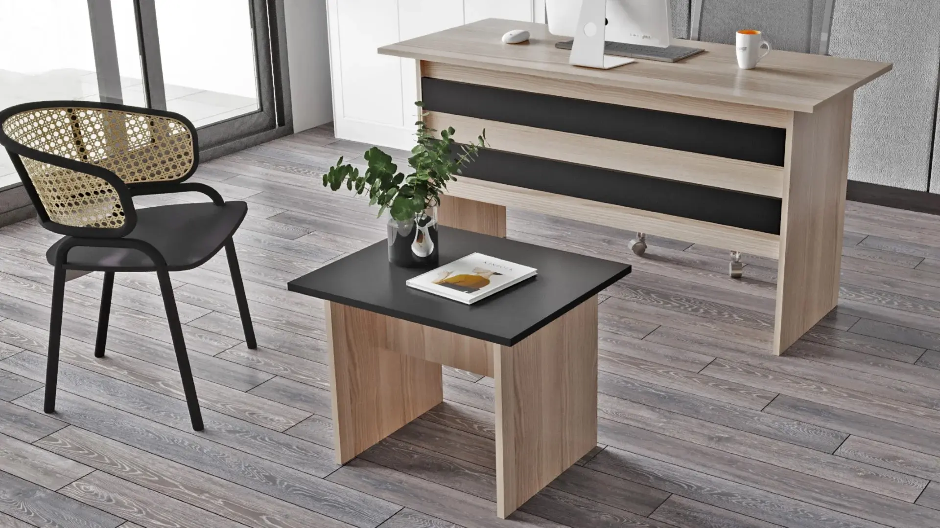Masa pentru reviste Mirage Design Vario VO2-OB (Oak/Larex Black)