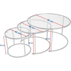Set masute pentru reviste Mirage Meble Aurum 80-60-42 (Transparent/Gold) Thumb