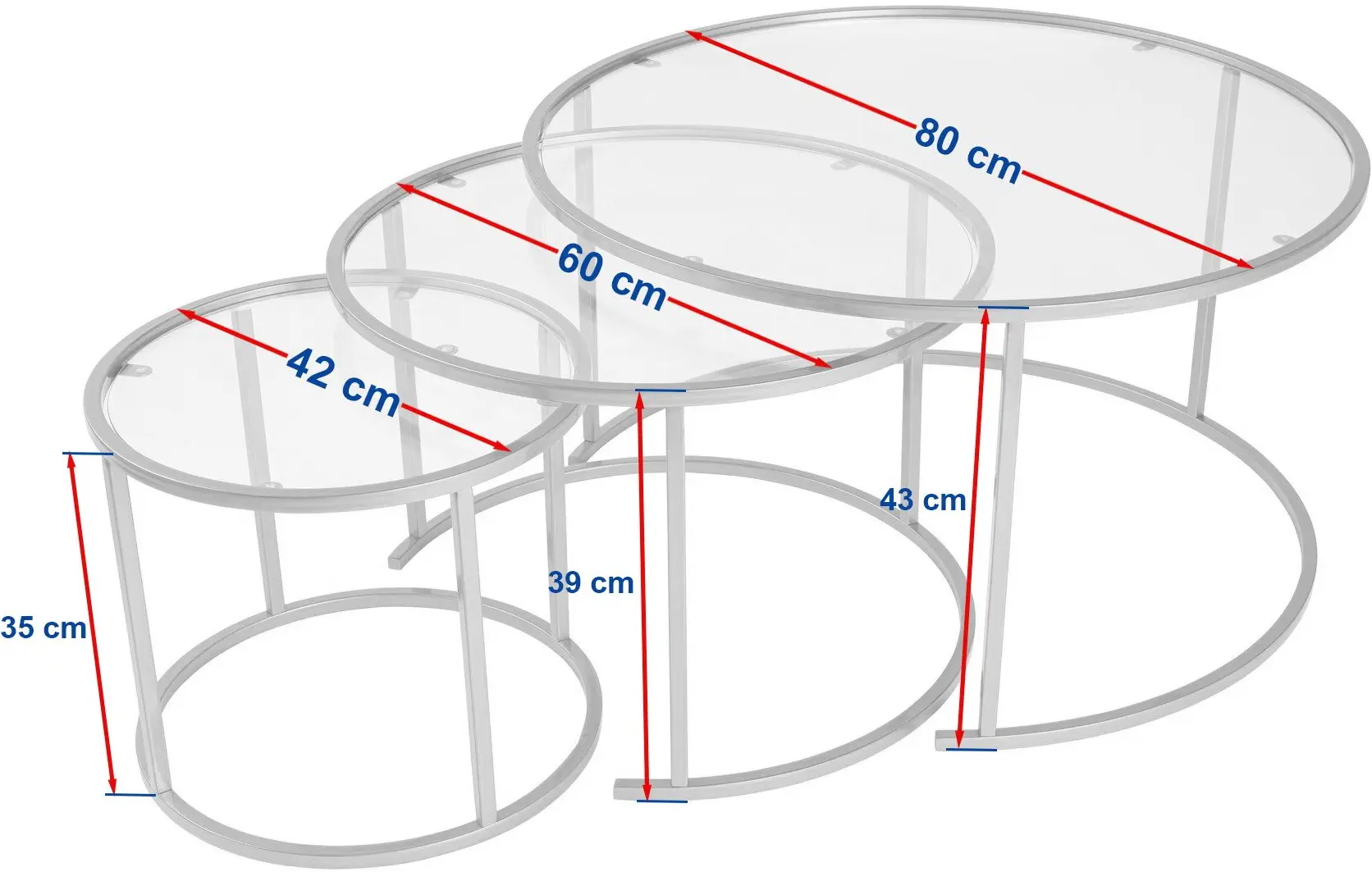 Set masute pentru reviste Mirage Meble Aurum 80-60-42 (Transparent/Gold)