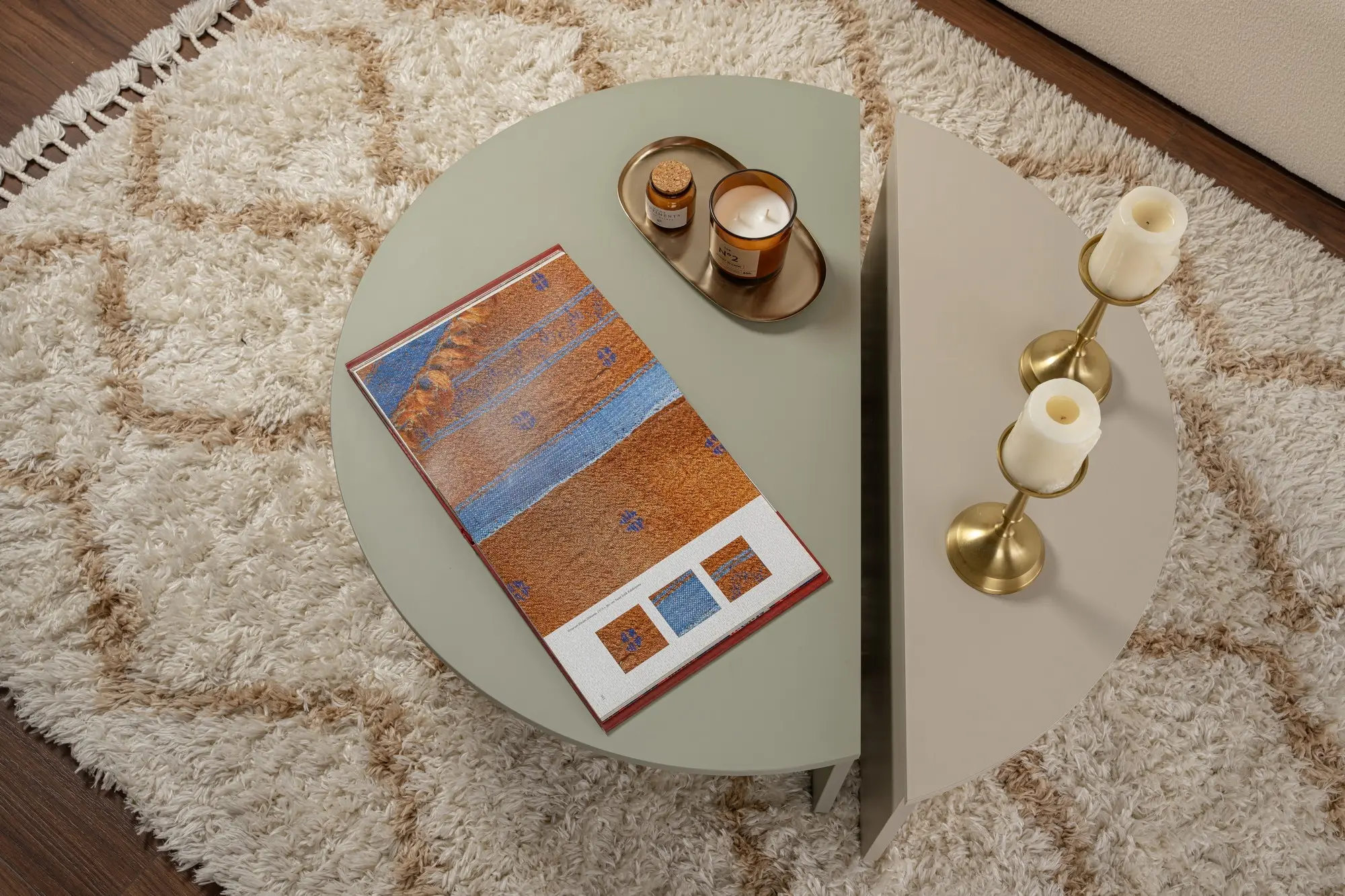 Set masute pentru reviste Mirage Meble Orion (Ash Green/Sandstone)