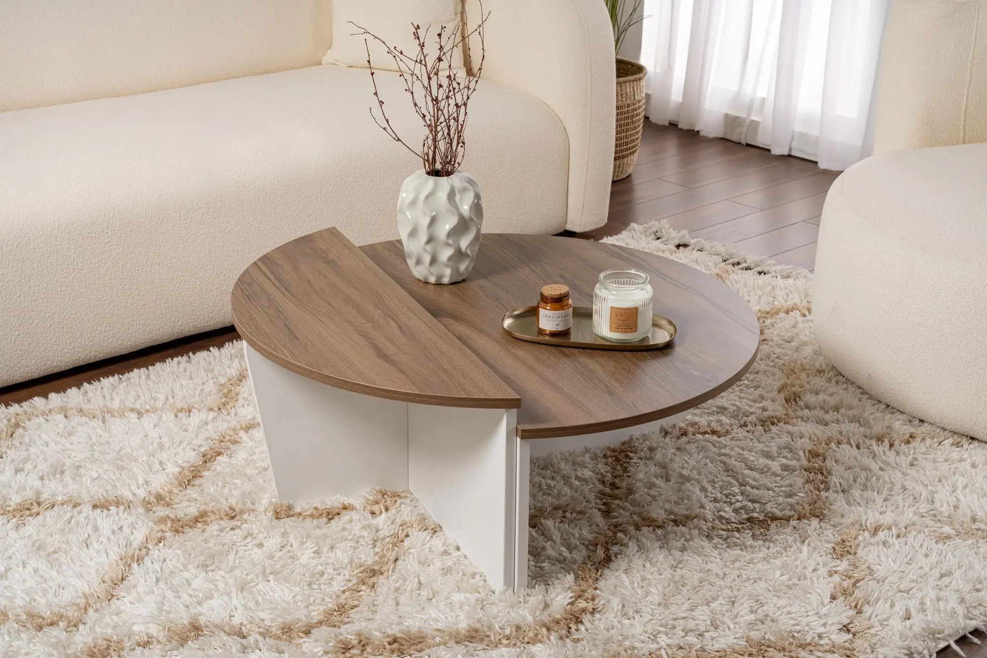 Set masute pentru reviste Mirage Meble Orion (Walnut/White)