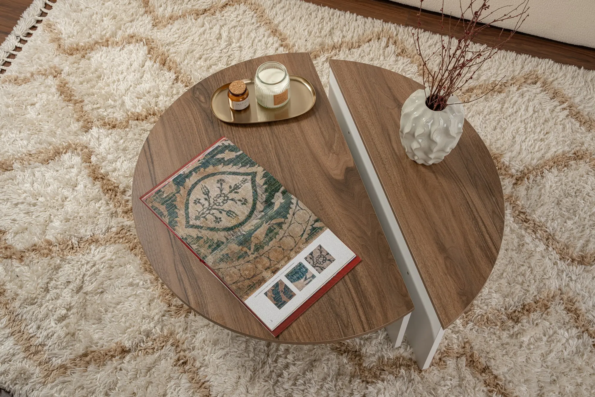 Set masute pentru reviste Mirage Meble Orion (Walnut/White)