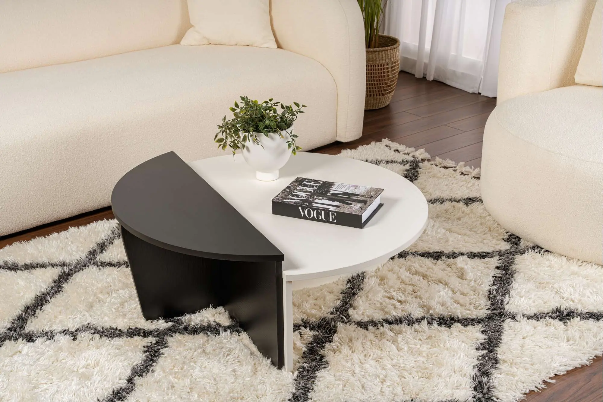 Set masute pentru reviste Mirage Meble Orion (White/Black)