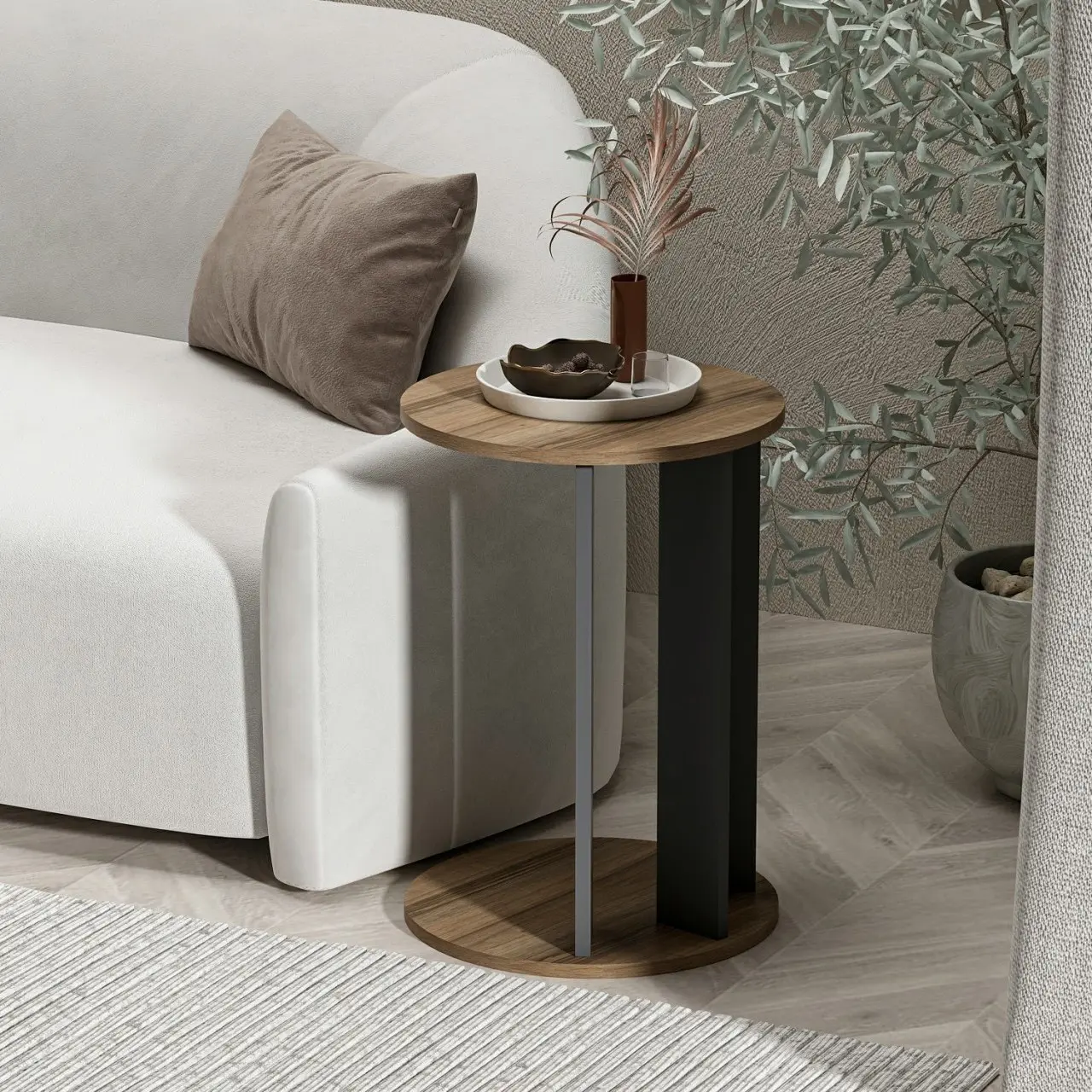 Masa pentru reviste Mirage Meble Ema (Walnut/Anthracite)