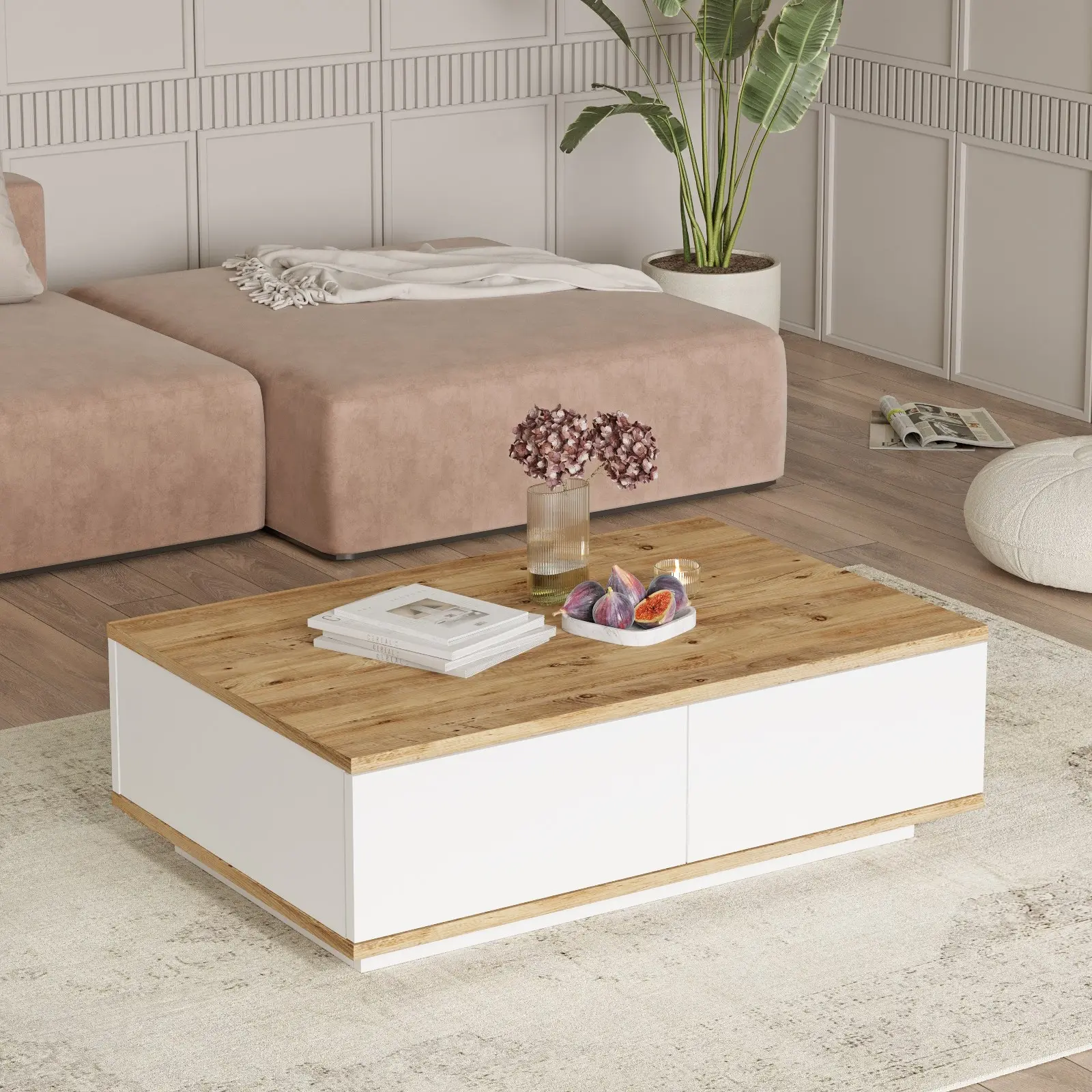 Masa pentru reviste Mirage Meble FR14-AW (Atlantic Pine/White)