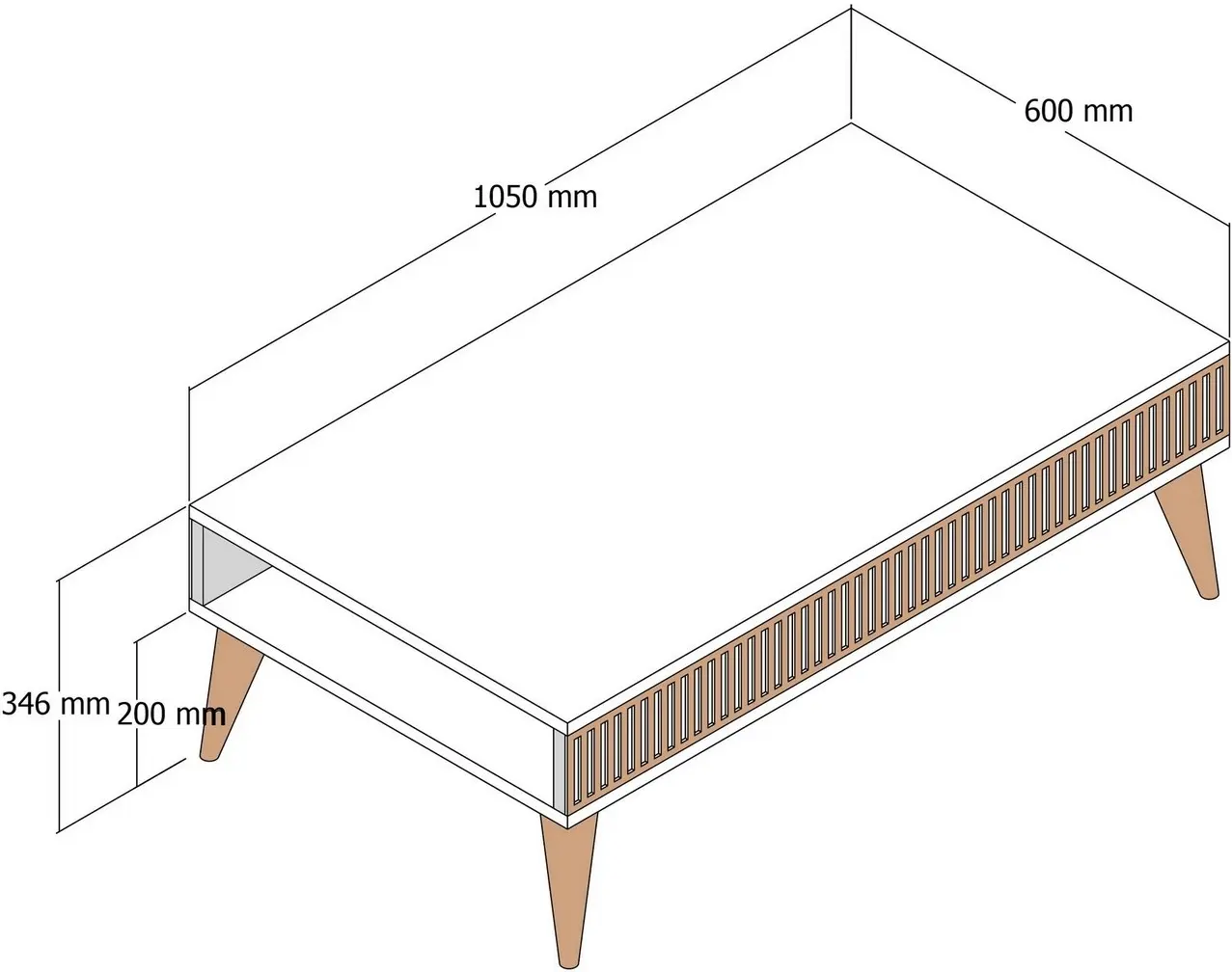 Masa pentru reviste Mirage Meble Milan 105x35x60 (Anthracite/Walnut)