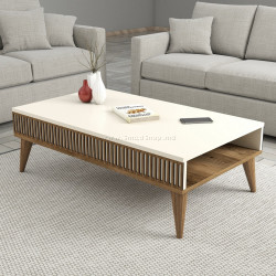 Masa pentru reviste Mirage Meble Milan 105x35x60 (Cream/Walnut)