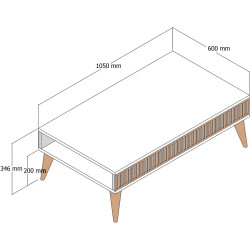 Masa pentru reviste Mirage Meble Milan 105x35x60 (Cream/Walnut) Thumb