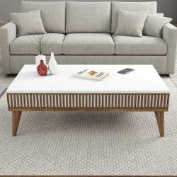 Masa pentru reviste Mirage Meble Milan 105x35x60 (White/Walnut) Thumb
