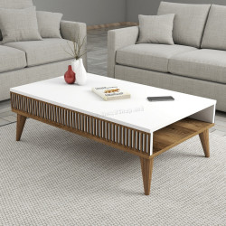 Masa pentru reviste Mirage Meble Milan 105x35x60 (White/Walnut)